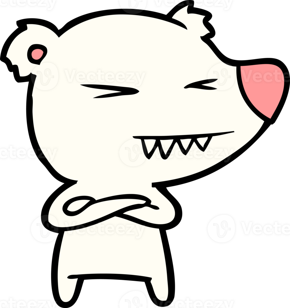angry polar bear cartoon with folded arms drawing png
