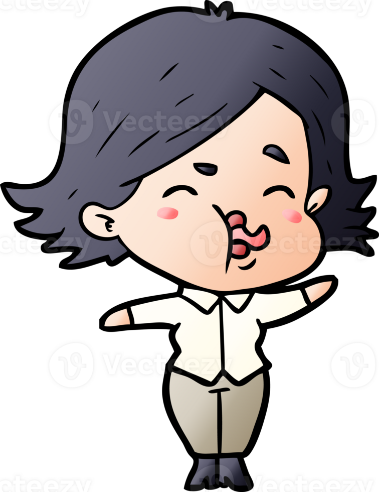 cartoon girl pulling face drawing png