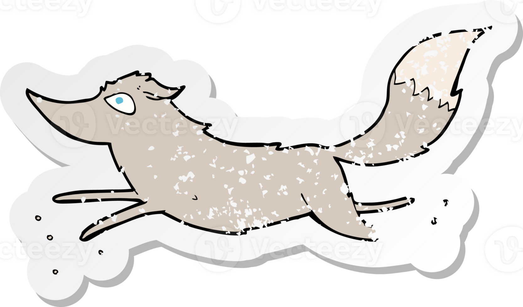 retro distressed sticker of a cartoon wolf running drawing png