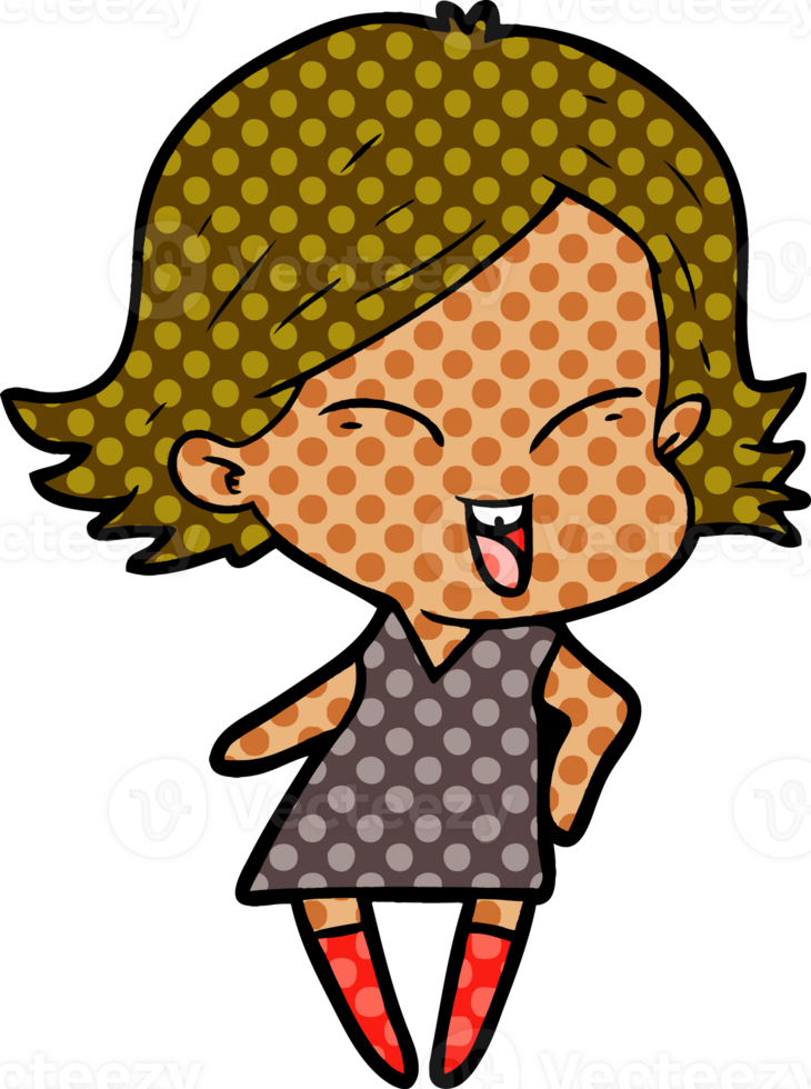 happy cartoon girl drawing png
