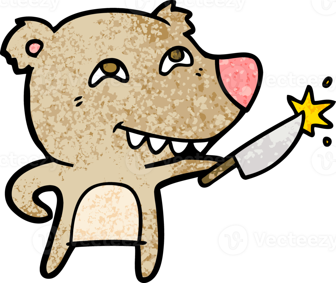 cartoon bear with sharp knife drawing png