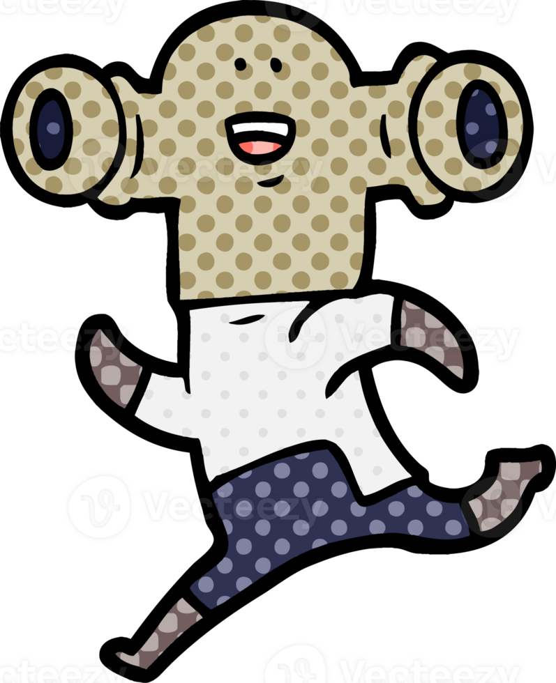 friendly cartoon alien running drawing png