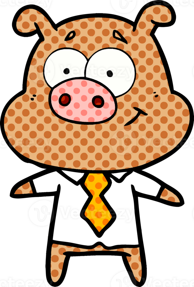 happy cartoon pig boss drawing png
