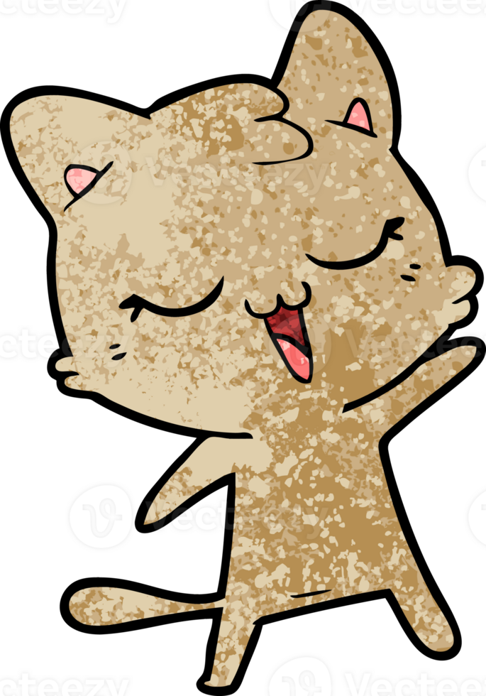 happy cartoon cat drawing png