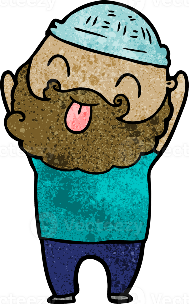man with beard sticking out tongue drawing png