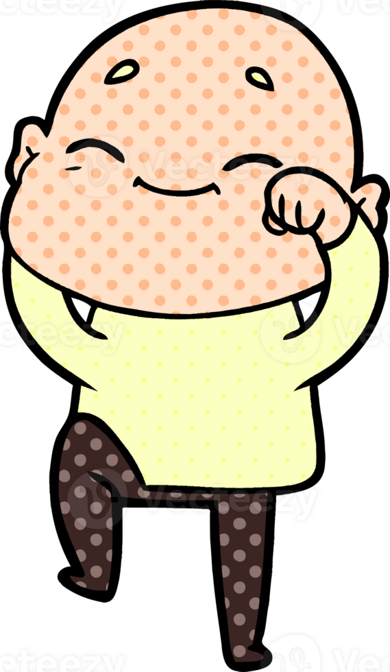 happy cartoon bald man drawing png