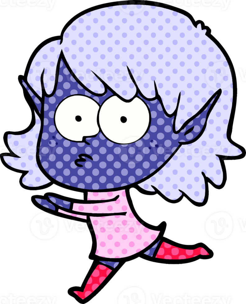 cartoon elf girl staring drawing png