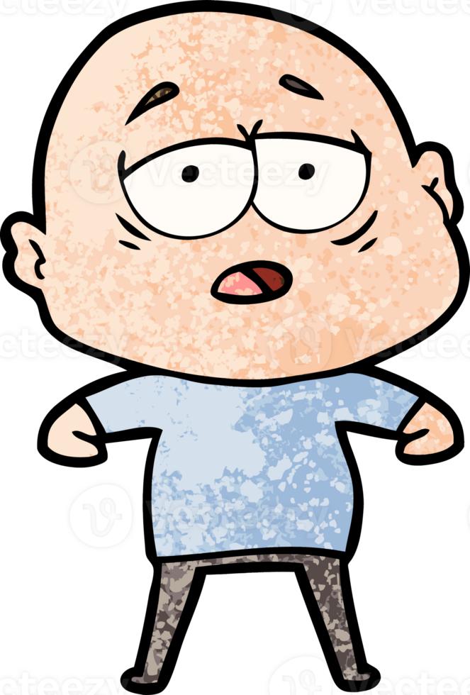 cartoon tired bald man drawing png
