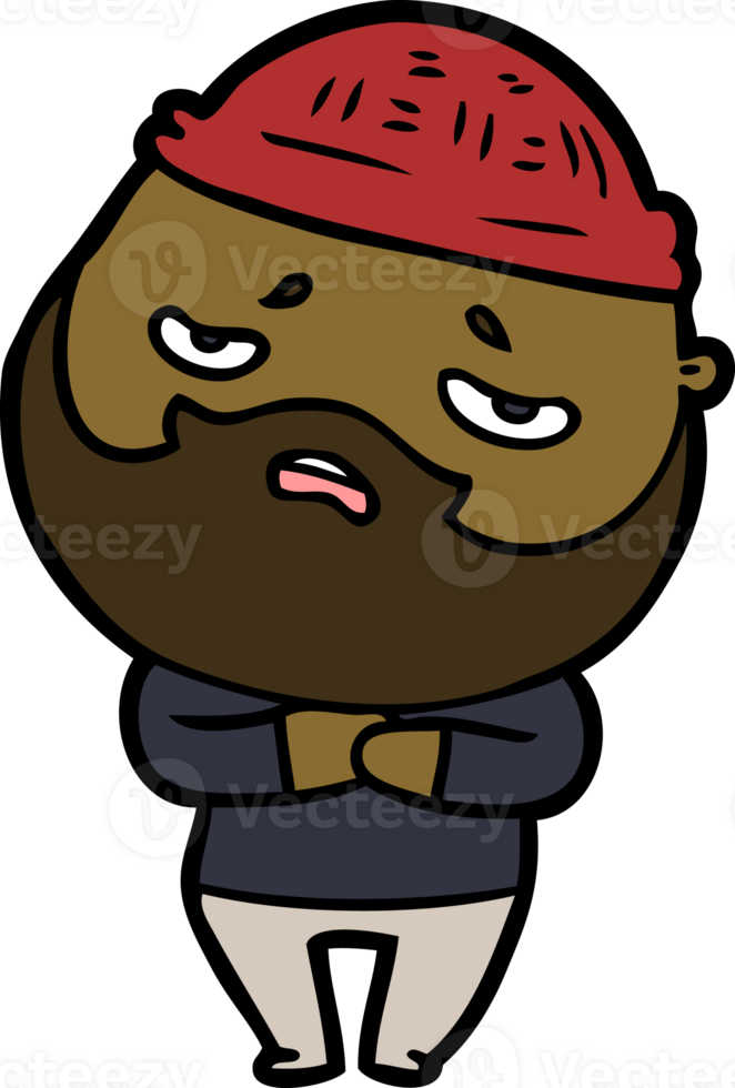 cartoon worried man with beard drawing png
