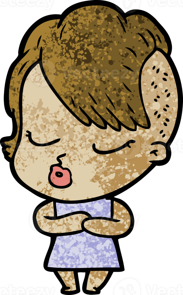 cartoon pretty hipster girl drawing png