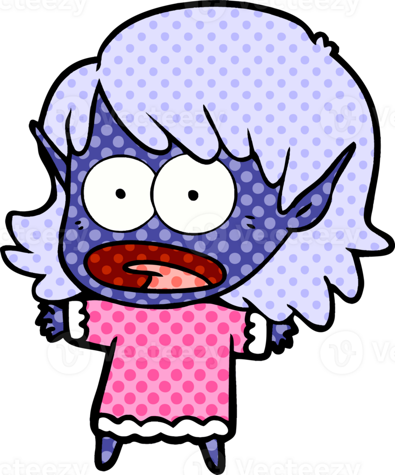 cartoon shocked elf girl drawing png