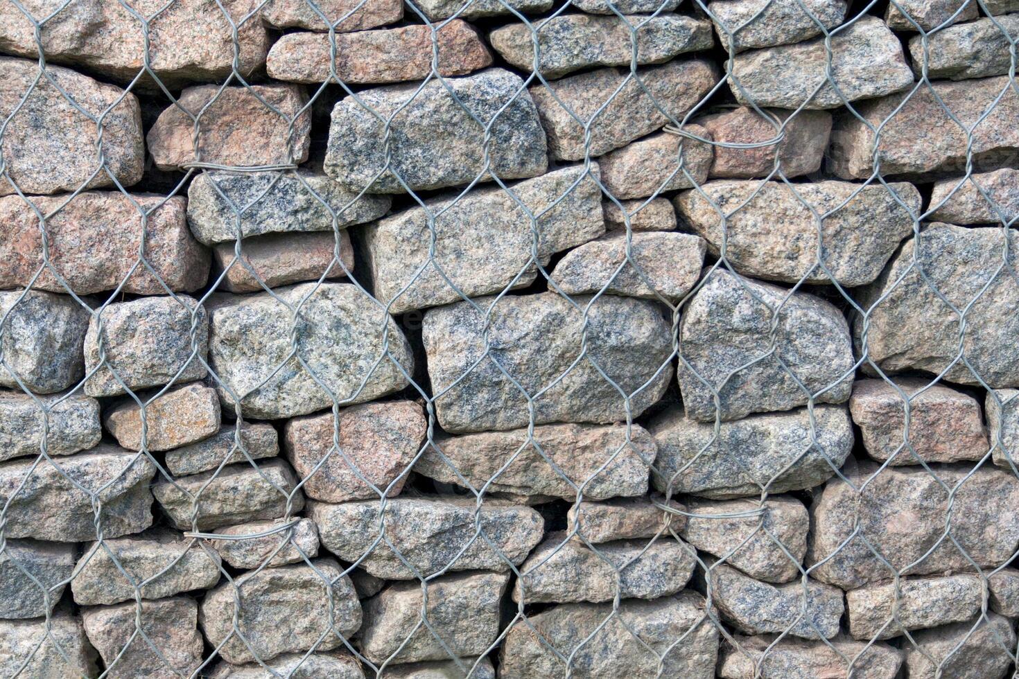 Stones in steel mesh cage photo