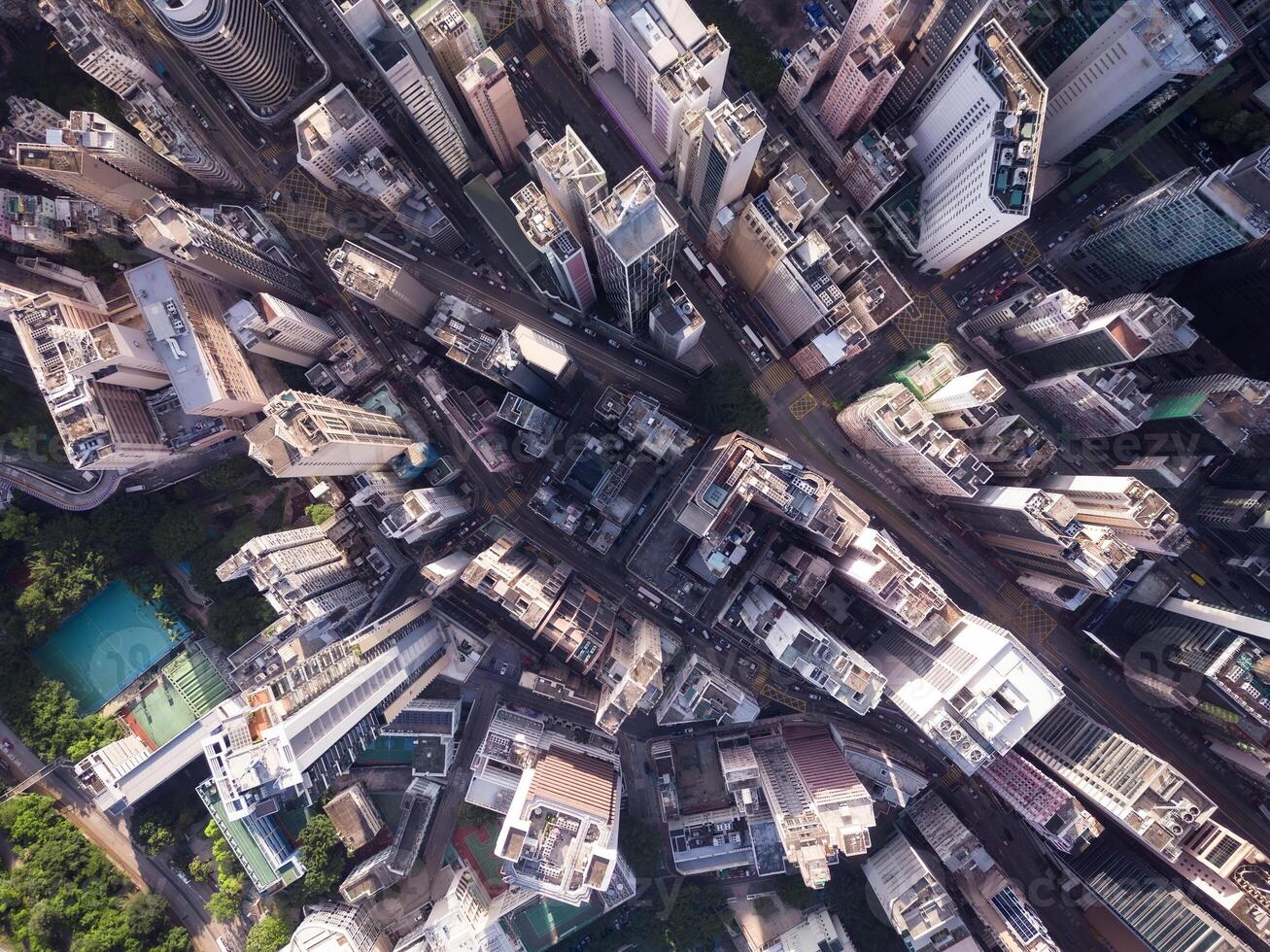 Aerial View of Hong Kong City photo