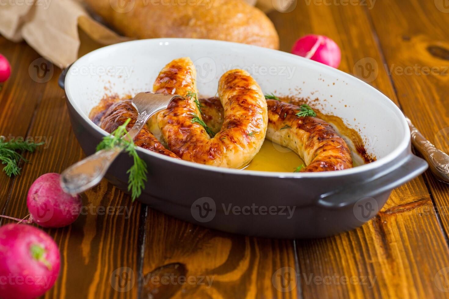 homemade sausage baked in the oven photo