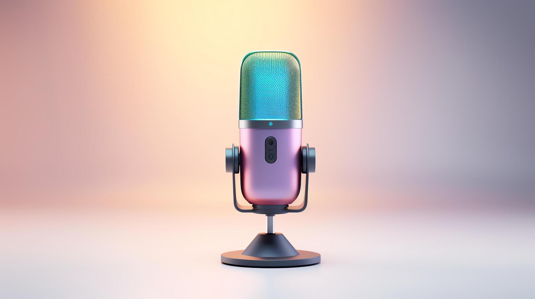 Creative render of a USB podcasting microphone, featuring digital connectivity interfaces and a contemporary design, displayed against a white background for tech-savvy content cre photo