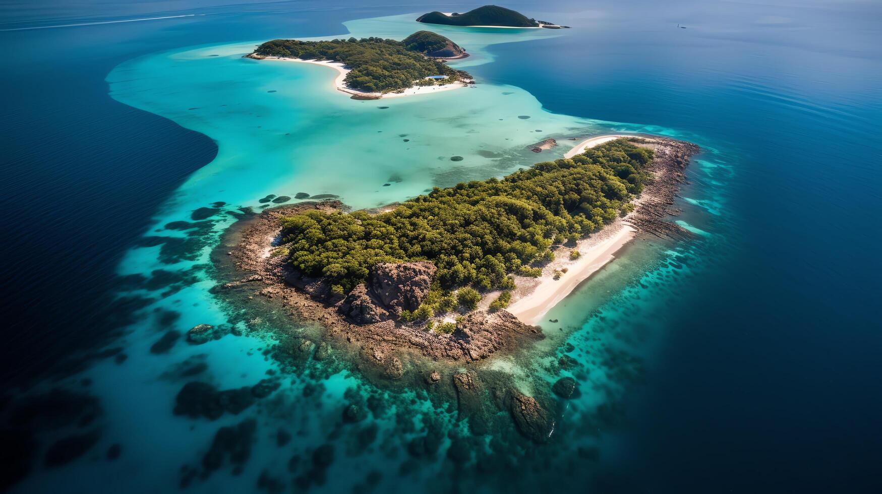 An aerial view of a tropical island paradise photo