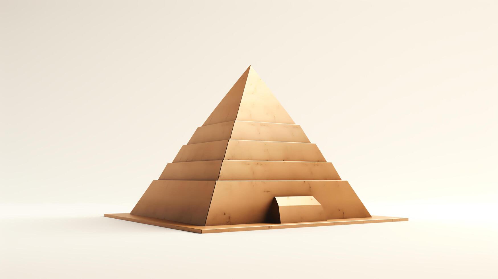 Creative depiction of an Egyptian pyramid model with emphasis on geometric shapes and textures, isolated on a white backdrop for clean visual contrast. photo