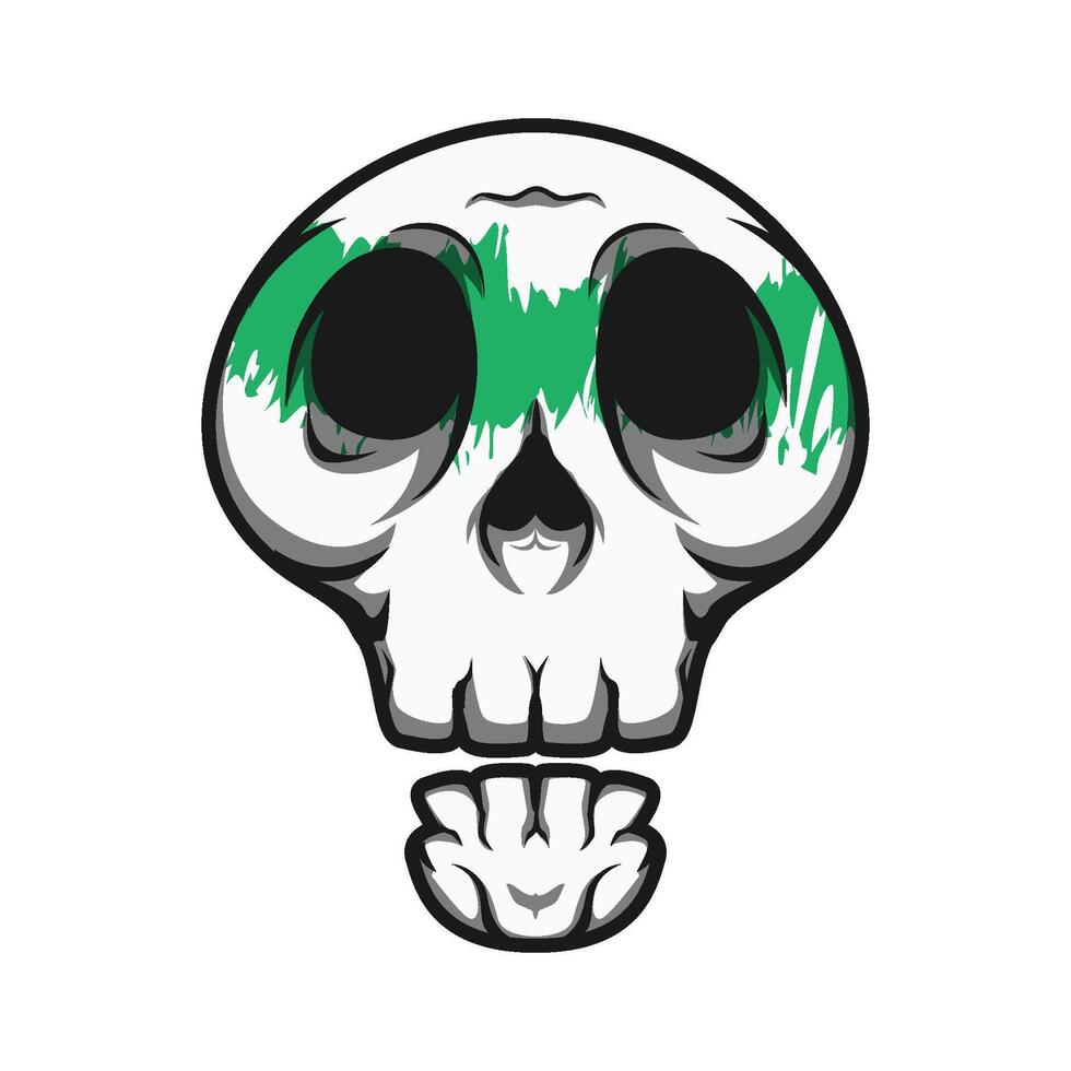 Mascot Skull With Green Texture Color Premium vector