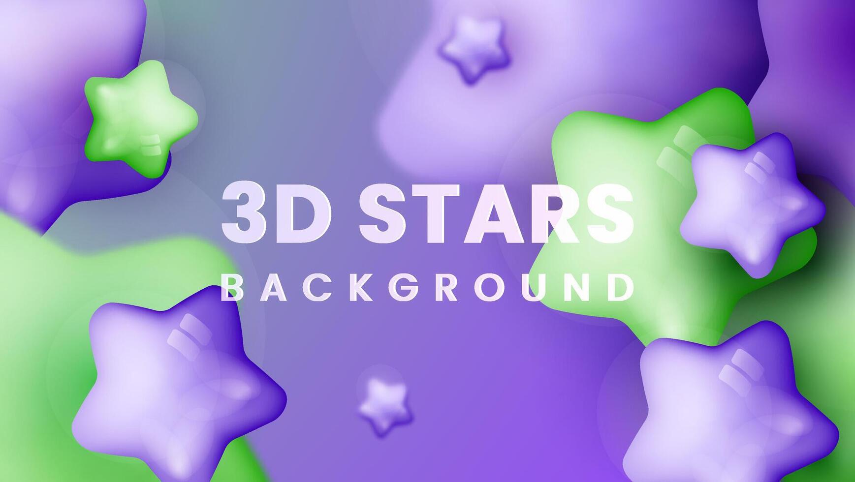 Abstract background with dynamic 3d stars. purple stars shiny.3d Stars Green .of glossy stars. modern trendy banner design Premium vector