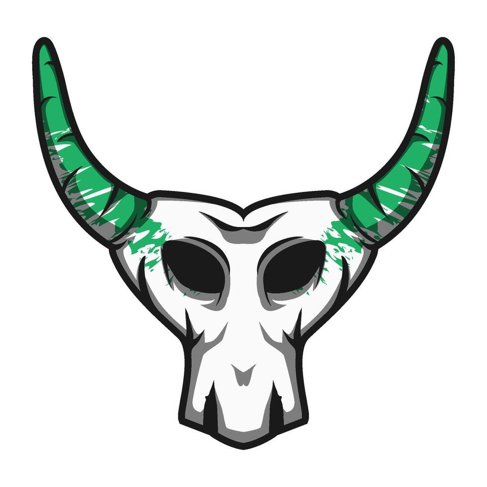 Mascot Skull With Green Texture Color Premium vector