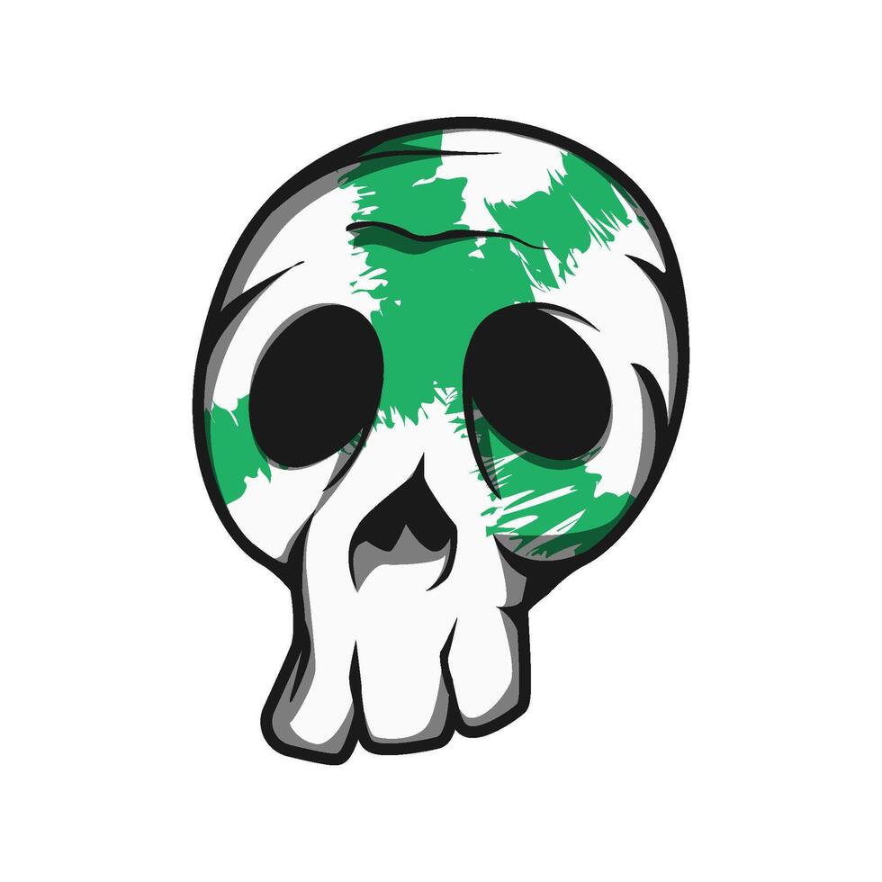 Mascot Skull With Green Texture Color Premium vector
