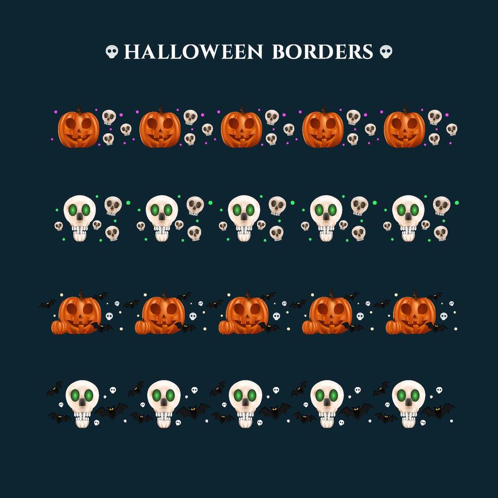 Spooky Halloween Borders set vector