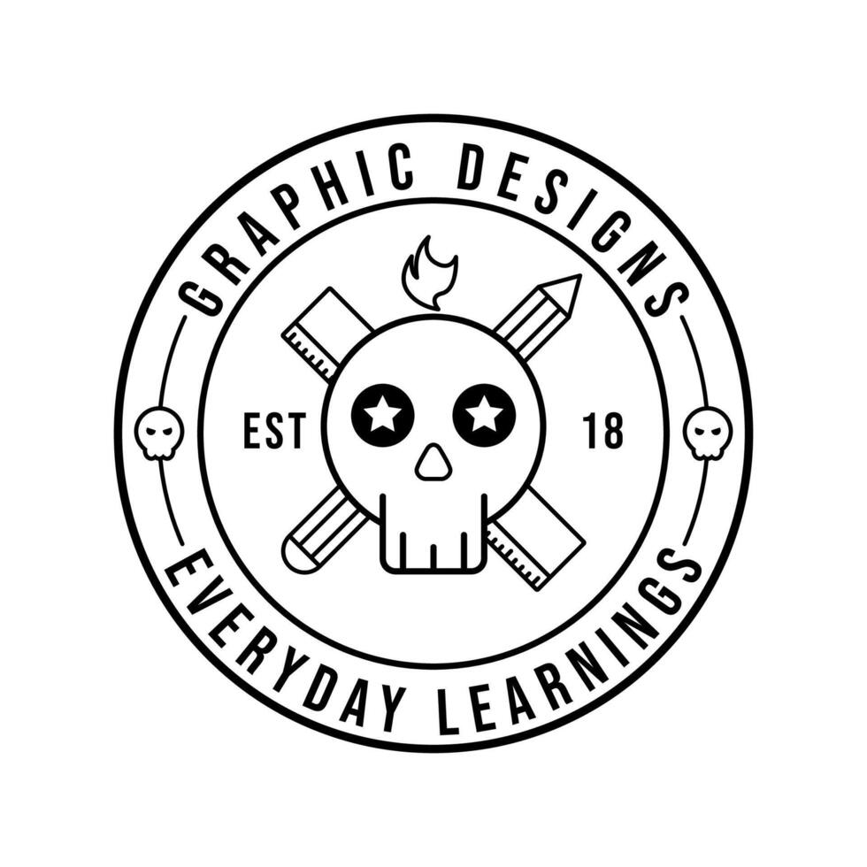 Tshirt Design Lineart Skull Graphic Design premium vector
