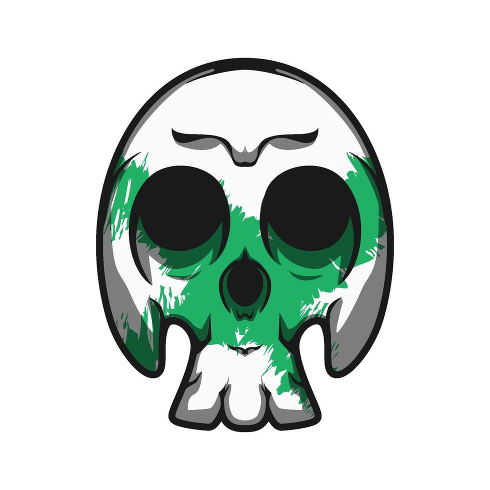 Mascot Skull With Green Texture Color Premium vector