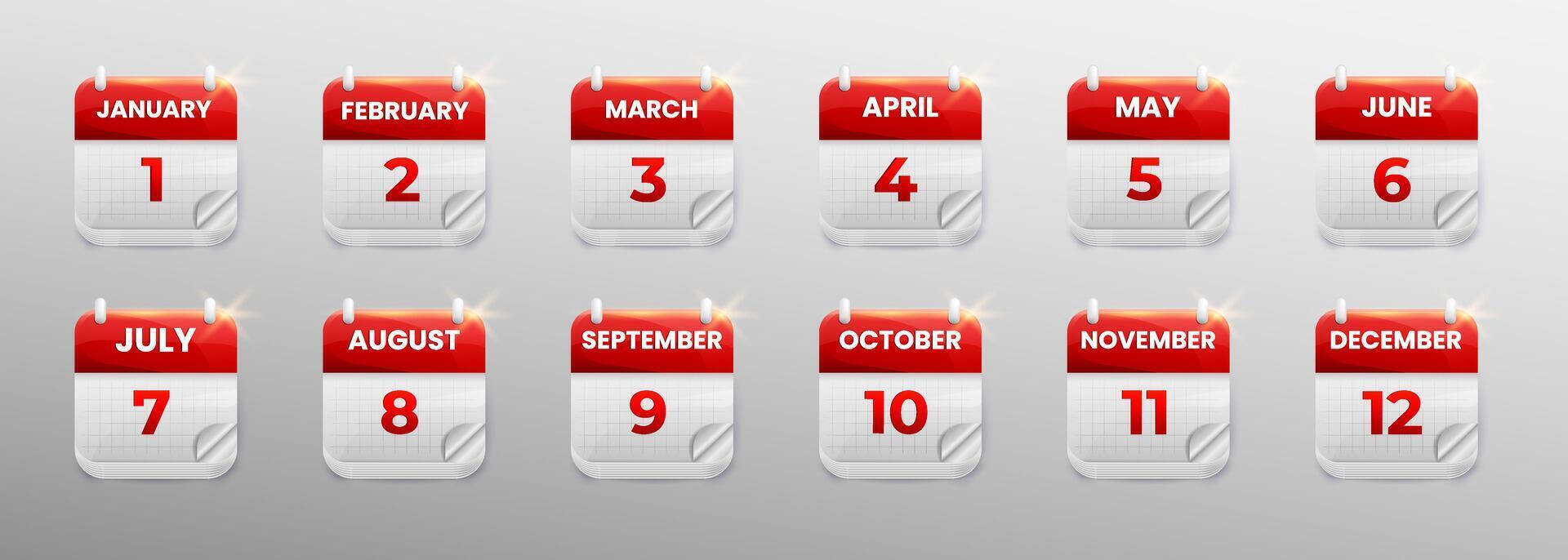 Modern monthly calendar design illustration. Minimalist style calendar with rounded edges. vector