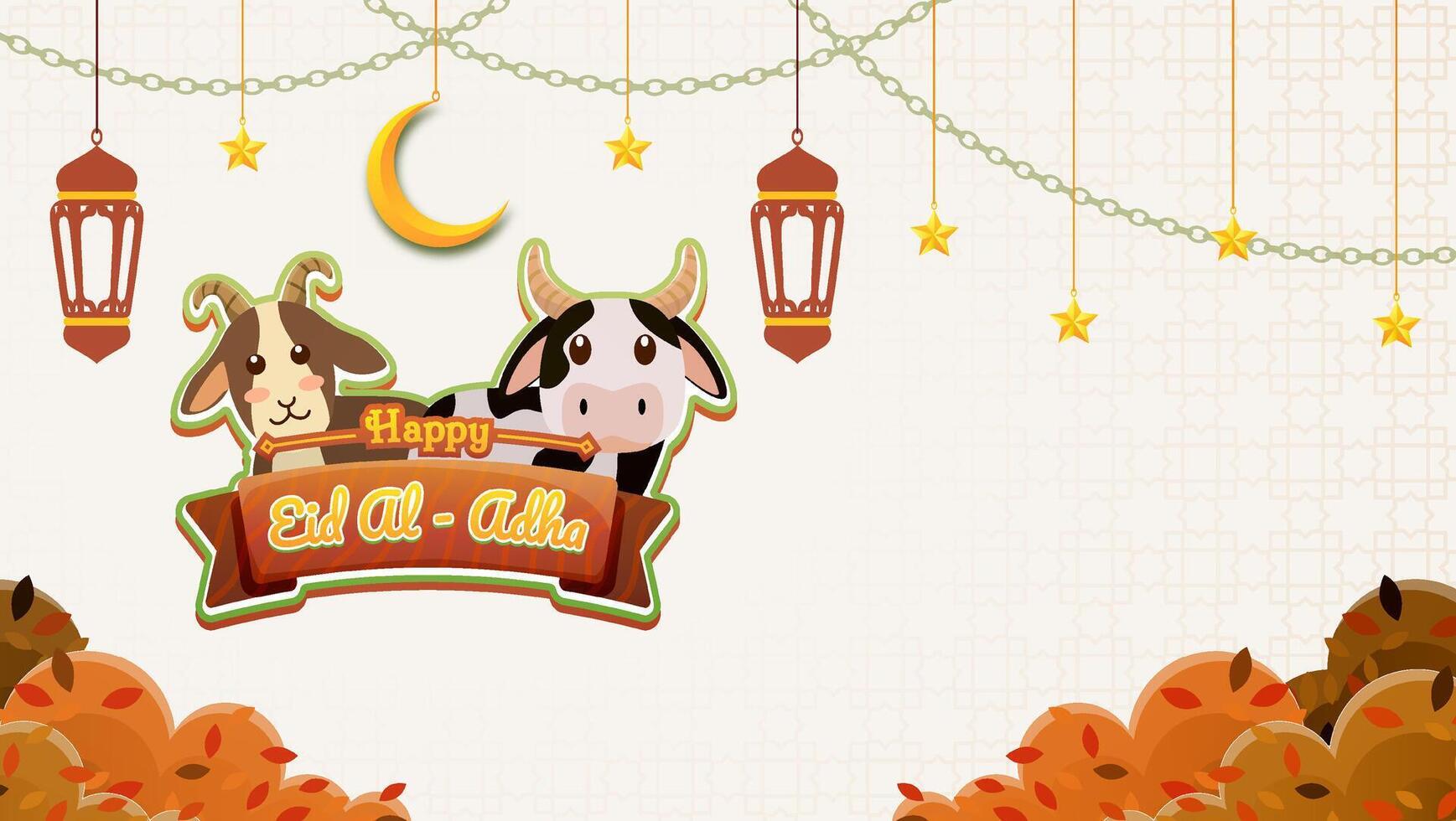 Eid Al Adha Illustration with Goat suitable for greeting cards Premium vector