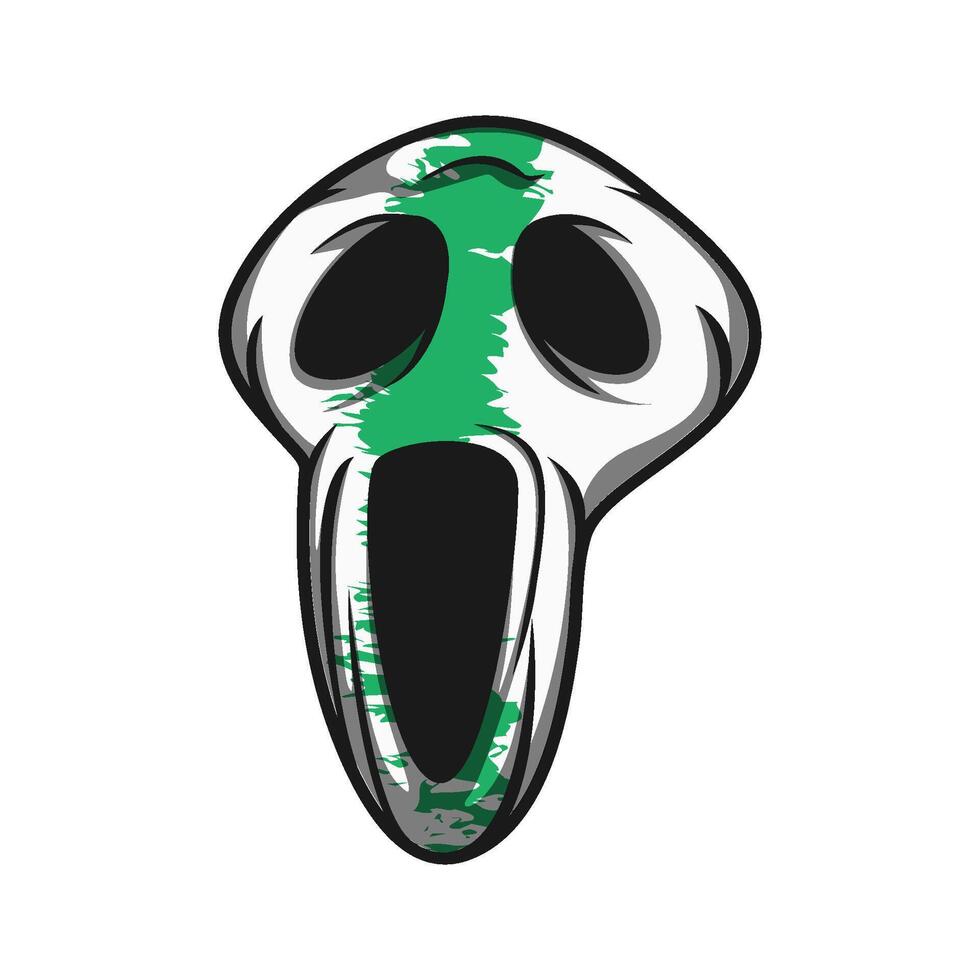 Mascot Skull With Green Texture Color Premium vector