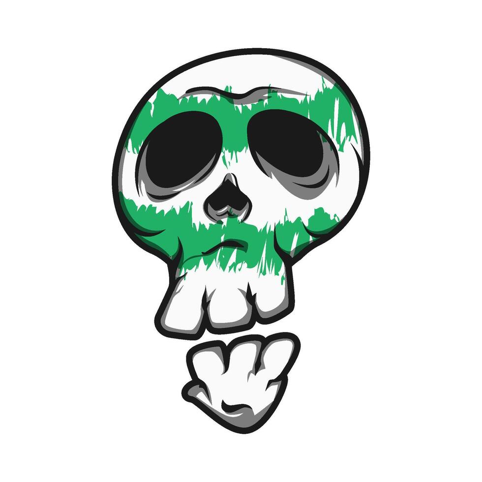 Mascot Skull With Green Texture Color Premium vector