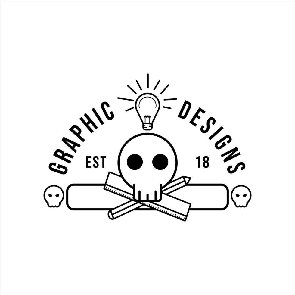 Tshirt Design Lineart Skull Graphic Design premium vector