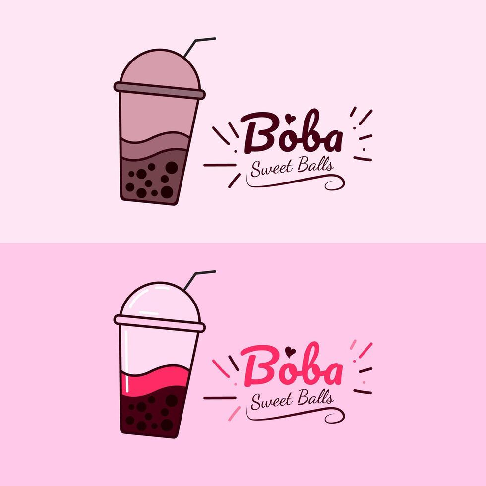 Logo Boba sweet with cute color flat design, suitable for your business or product vector