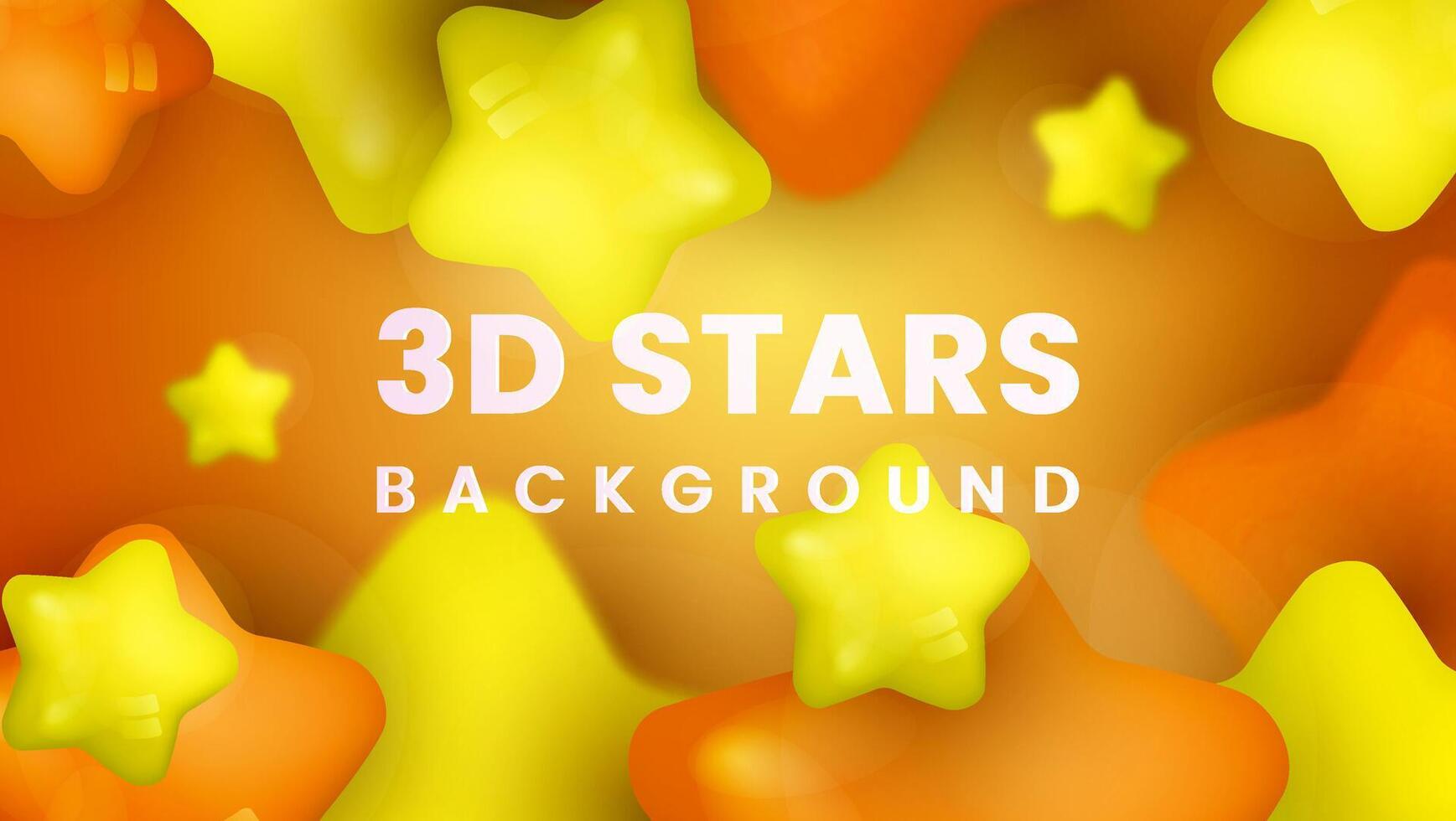 Abstract background with dynamic 3d stars. yellow stars shiny.3d Orange blue .of glossy stars. modern trendy banner design Premium vector