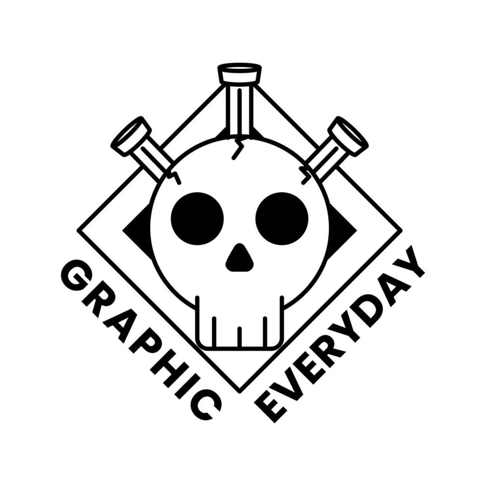 Tshirt Design Lineart Skull Graphic Design premium vector