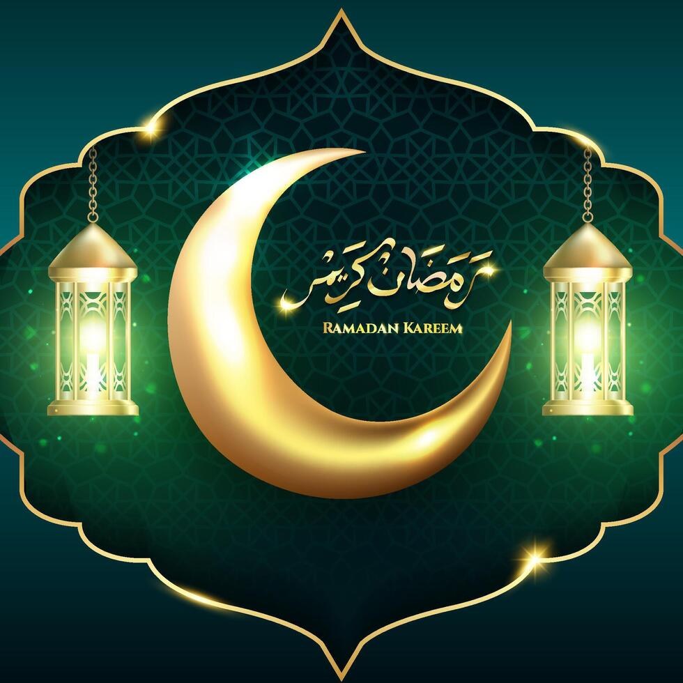 Ramadan Kareem design concept with green luxury color. ramadan kareem design with podium sale. illustration vector