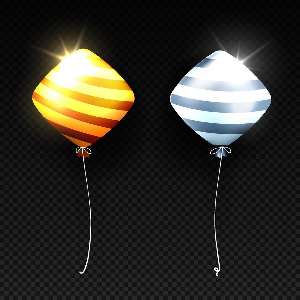 Golden balloon set on transparent background 3d realistic gold festive helium balloons template premium vector
