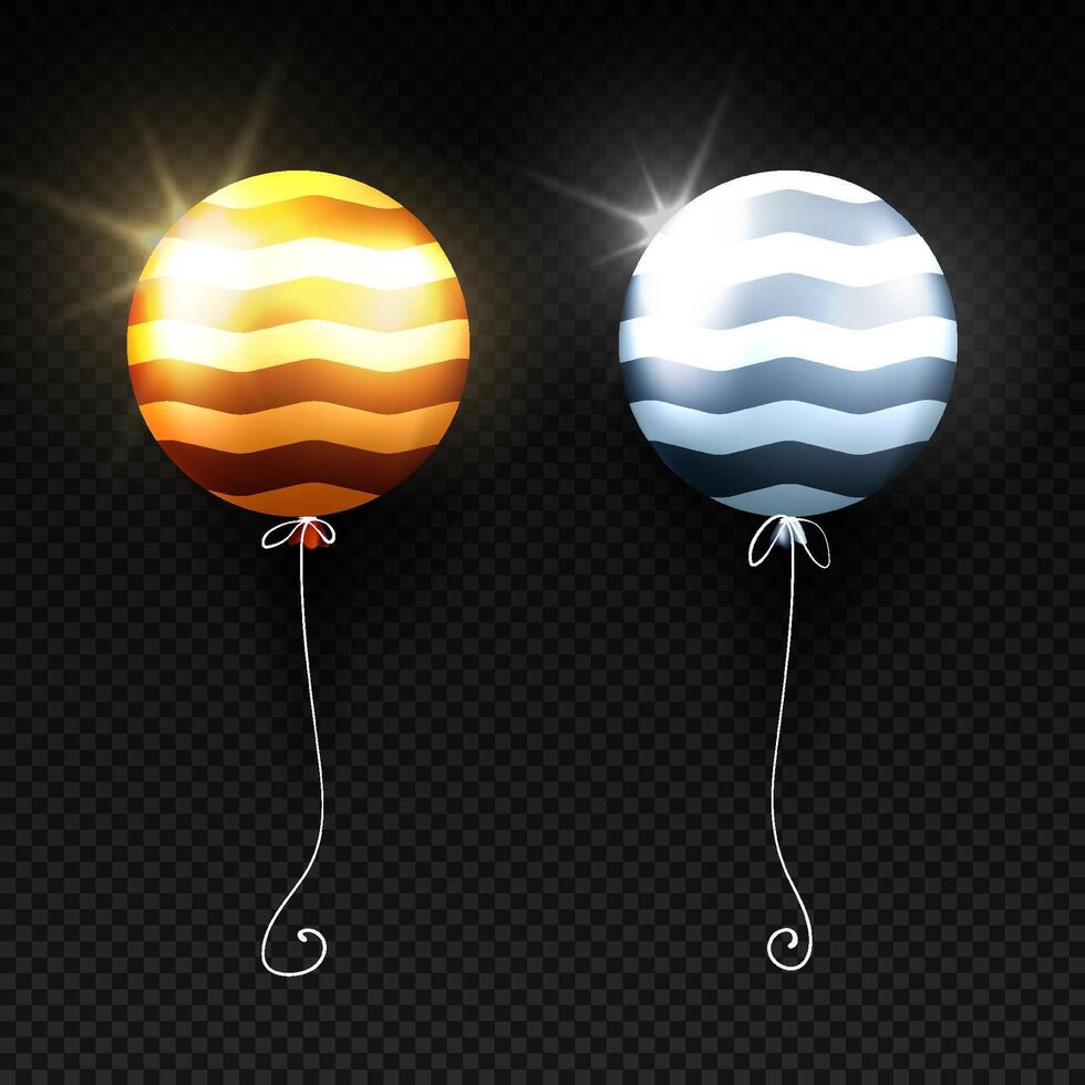 Golden balloon set on transparent background 3d realistic gold festive helium balloons template premium vector