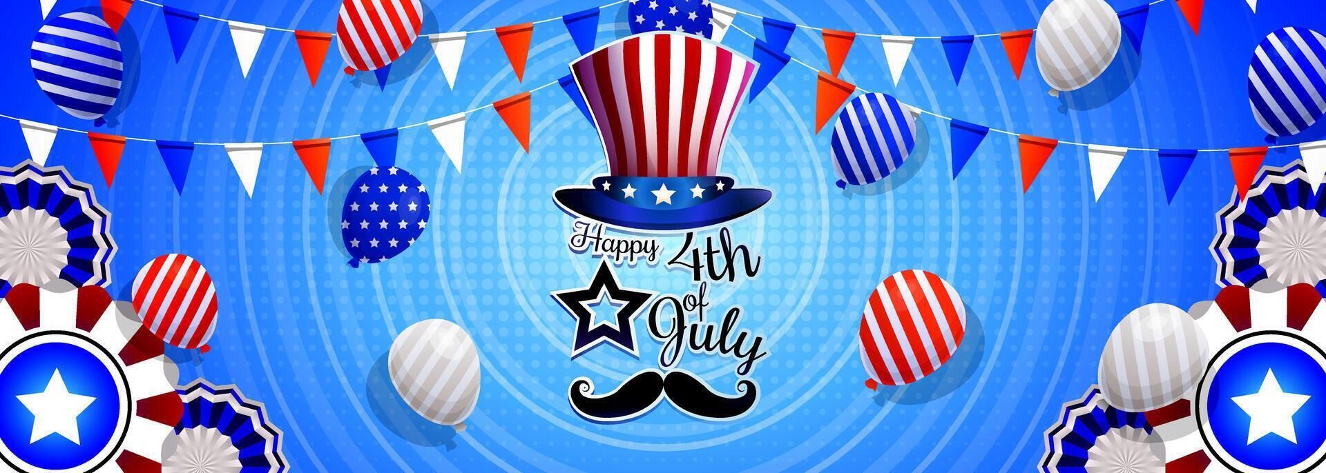 Independence day of america 4th july background suitable for banner and greeting card premium vector