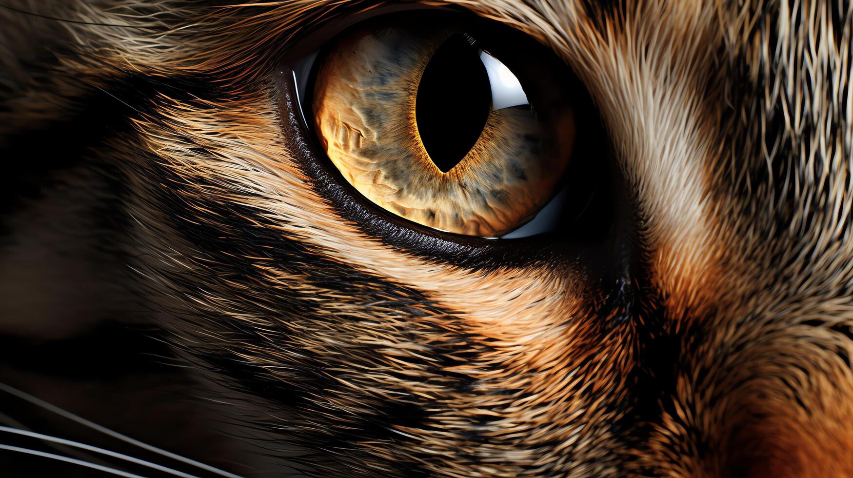 Enhance the beauty of this cat's eye, showing the amazing colors and textures in great detail. Make it look as realistic as possible, almost like a photograph. photo