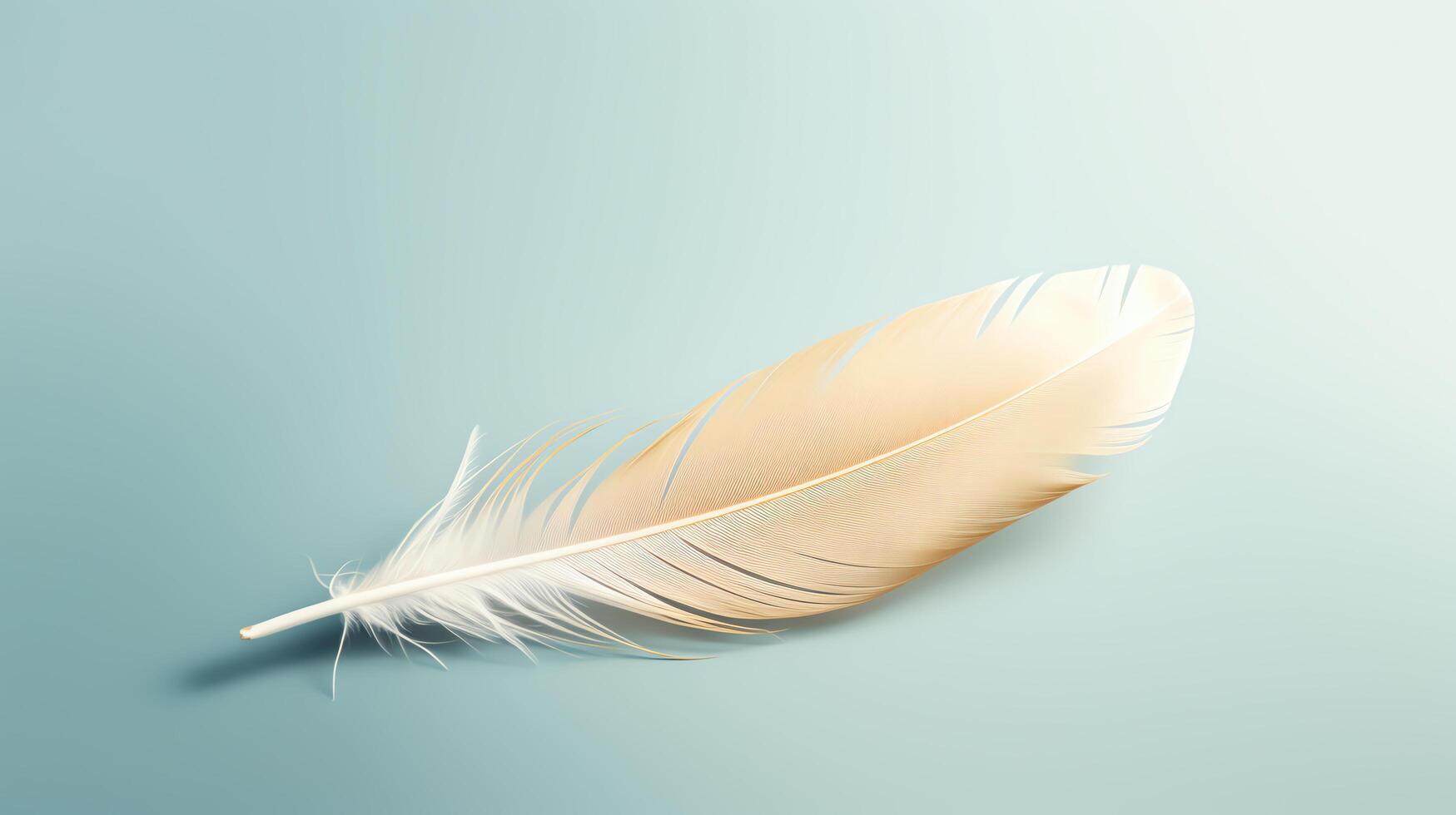 A soft, white feather floating gracefully through the air. photo