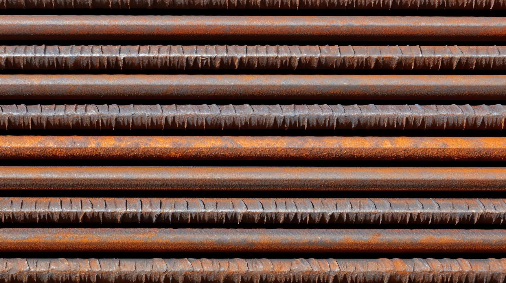 Rusted corrugated metal roofing panels. photo