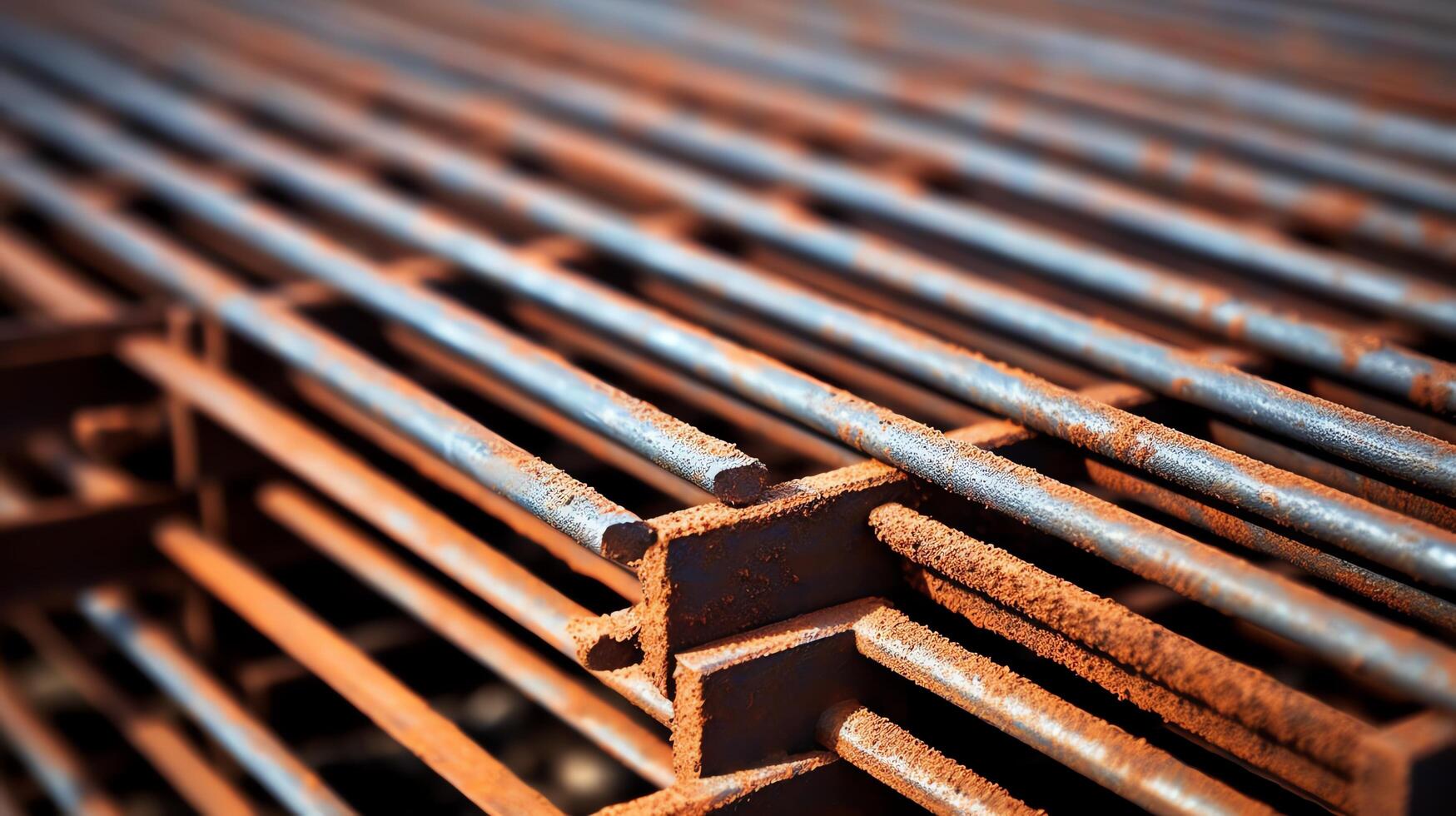 Macro photography of rusty rebar. photo