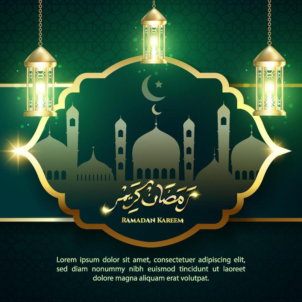 Ramadan Kareem design concept with green luxury color. ramadan kareem design with podium sale. illustration vector