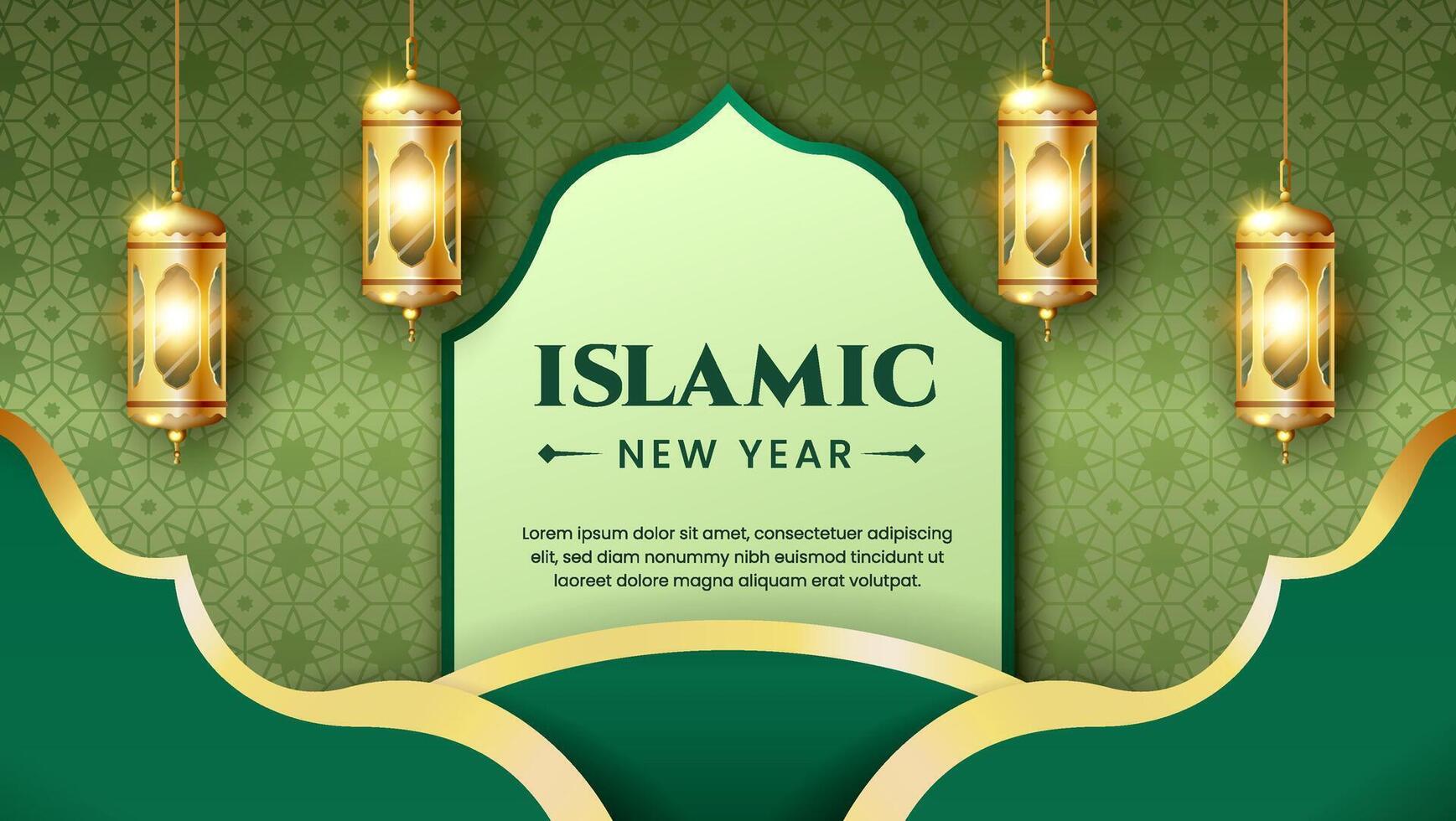 EID Mubarak illustration with realistic gold lattern. suitable for greeting card, web banner vector