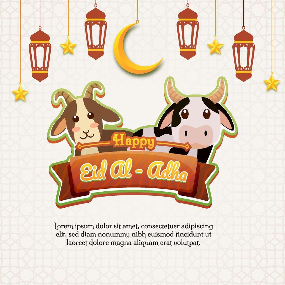 Eid Al Adha Illustration with Goat suitable for greeting cards Premium vector