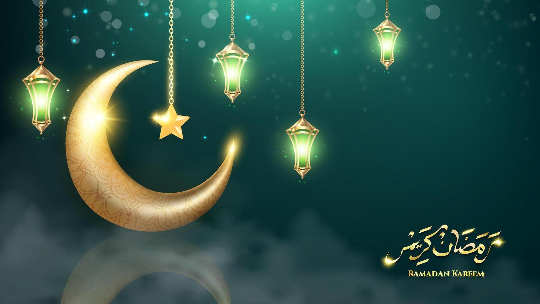 Ramadan Kareem design concept with green luxury color. ramadan kareem design with podium sale. illustration vector