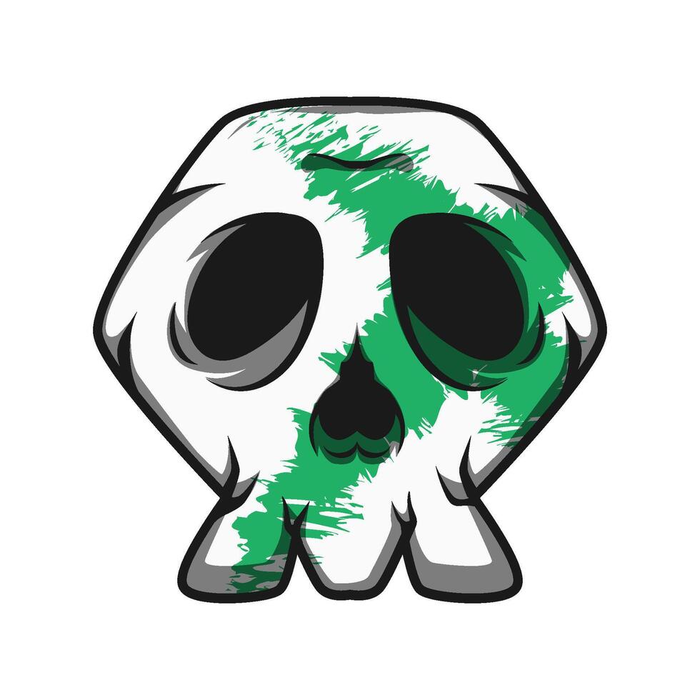 Mascot Skull With Green Texture Color Premium vector