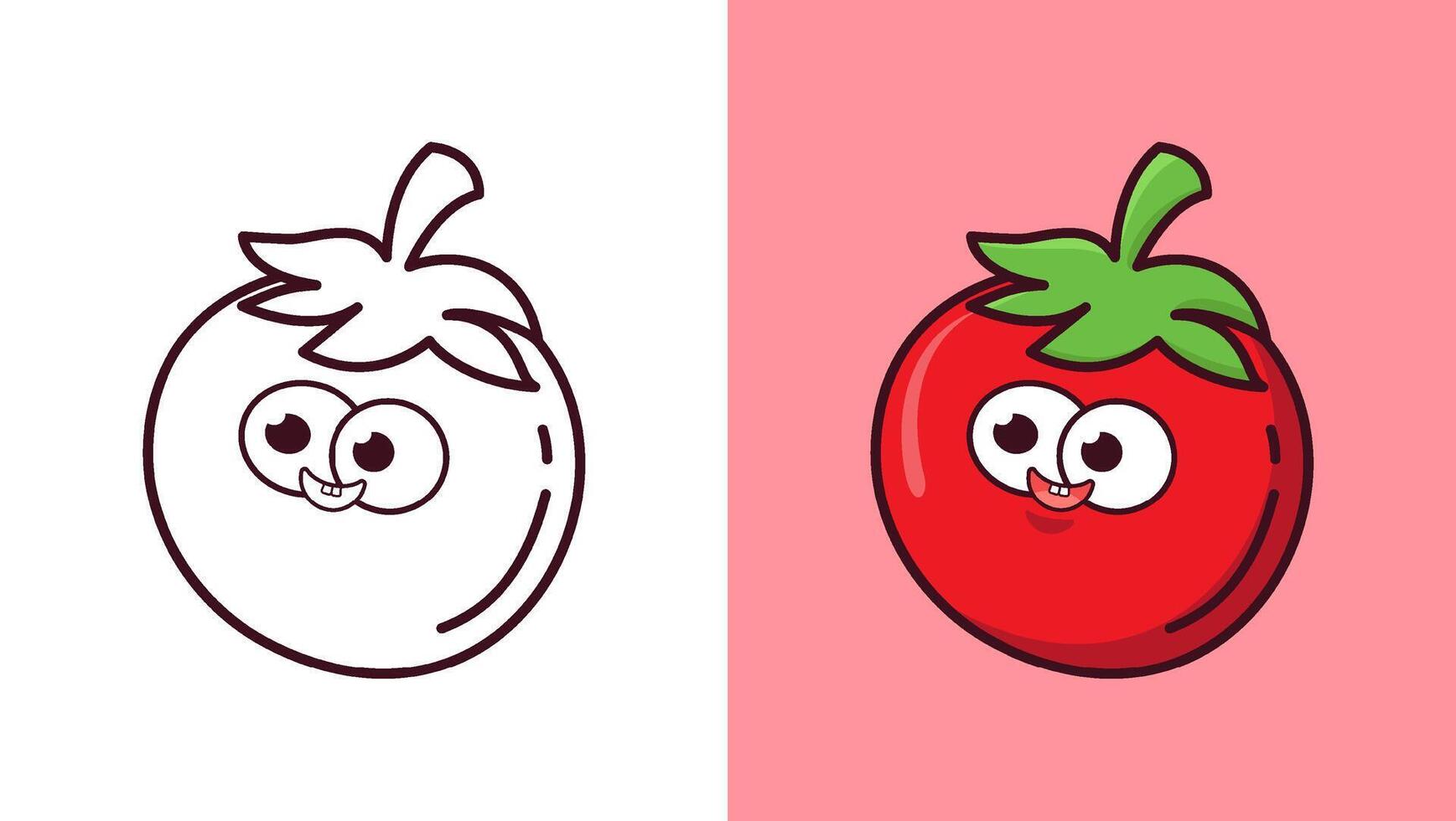 Happy Tomato Cartoon Premium vector